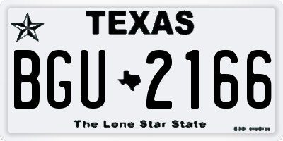 TX license plate BGU2166
