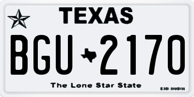 TX license plate BGU2170