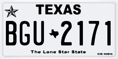 TX license plate BGU2171
