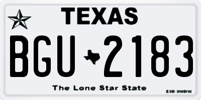 TX license plate BGU2183