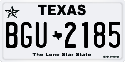 TX license plate BGU2185