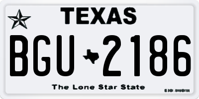 TX license plate BGU2186