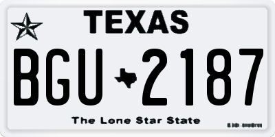 TX license plate BGU2187