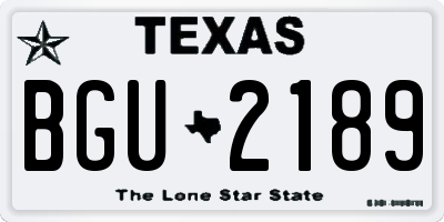 TX license plate BGU2189
