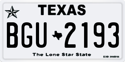 TX license plate BGU2193