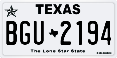 TX license plate BGU2194