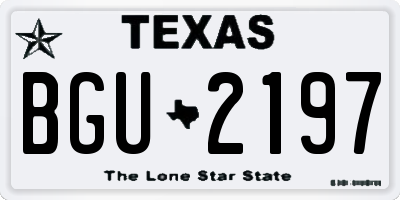 TX license plate BGU2197