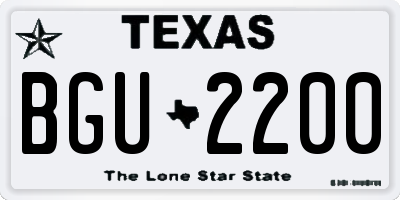 TX license plate BGU2200