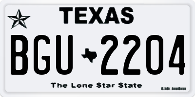 TX license plate BGU2204