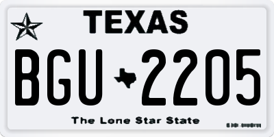 TX license plate BGU2205