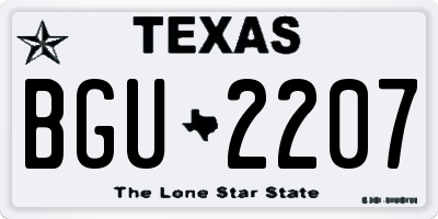 TX license plate BGU2207