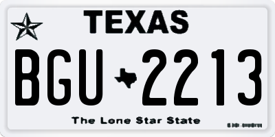 TX license plate BGU2213