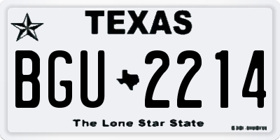 TX license plate BGU2214