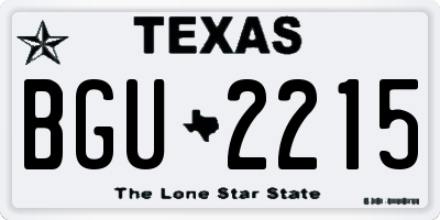 TX license plate BGU2215
