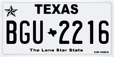 TX license plate BGU2216