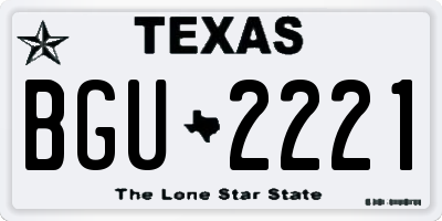 TX license plate BGU2221