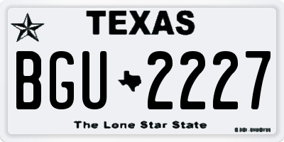 TX license plate BGU2227