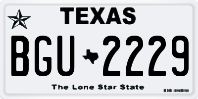 TX license plate BGU2229