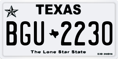 TX license plate BGU2230