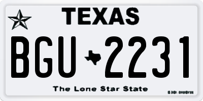 TX license plate BGU2231