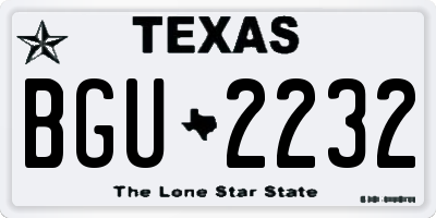 TX license plate BGU2232