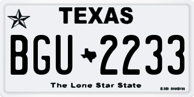 TX license plate BGU2233