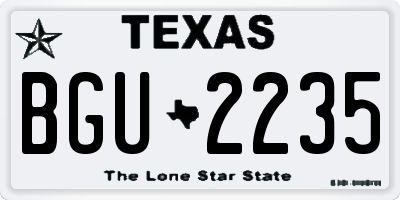 TX license plate BGU2235