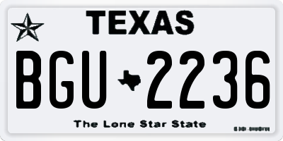 TX license plate BGU2236