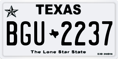 TX license plate BGU2237