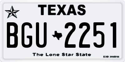 TX license plate BGU2251