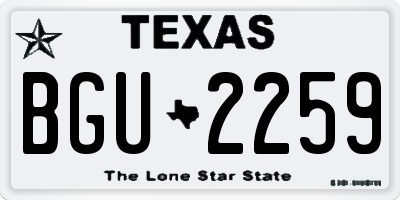TX license plate BGU2259