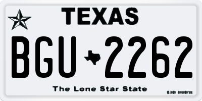 TX license plate BGU2262
