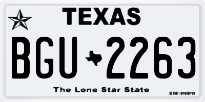 TX license plate BGU2263
