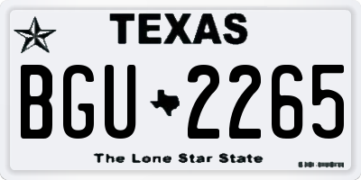 TX license plate BGU2265