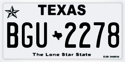TX license plate BGU2278