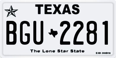 TX license plate BGU2281