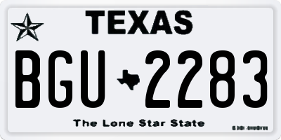 TX license plate BGU2283