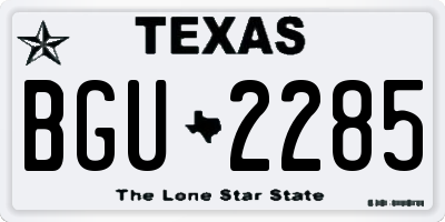 TX license plate BGU2285