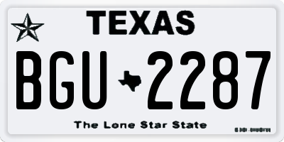 TX license plate BGU2287