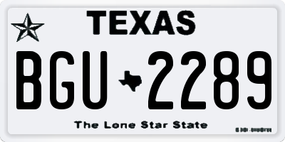 TX license plate BGU2289