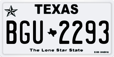 TX license plate BGU2293