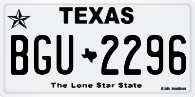 TX license plate BGU2296