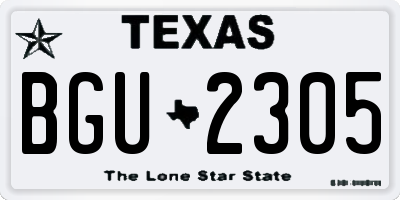 TX license plate BGU2305
