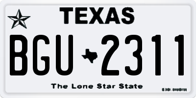 TX license plate BGU2311