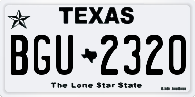 TX license plate BGU2320