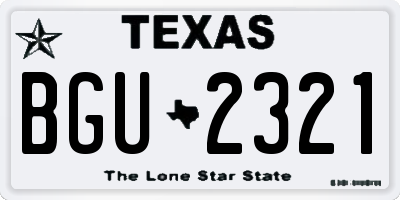 TX license plate BGU2321