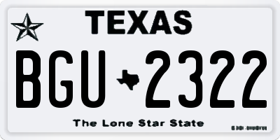 TX license plate BGU2322