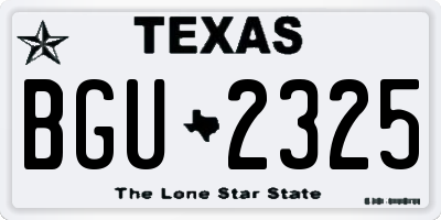 TX license plate BGU2325