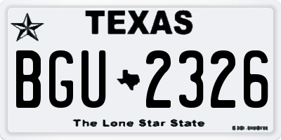 TX license plate BGU2326