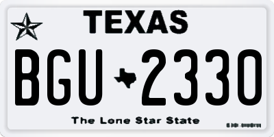 TX license plate BGU2330